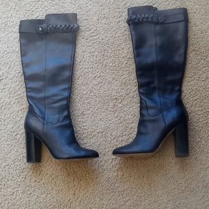Black leather dress boots
